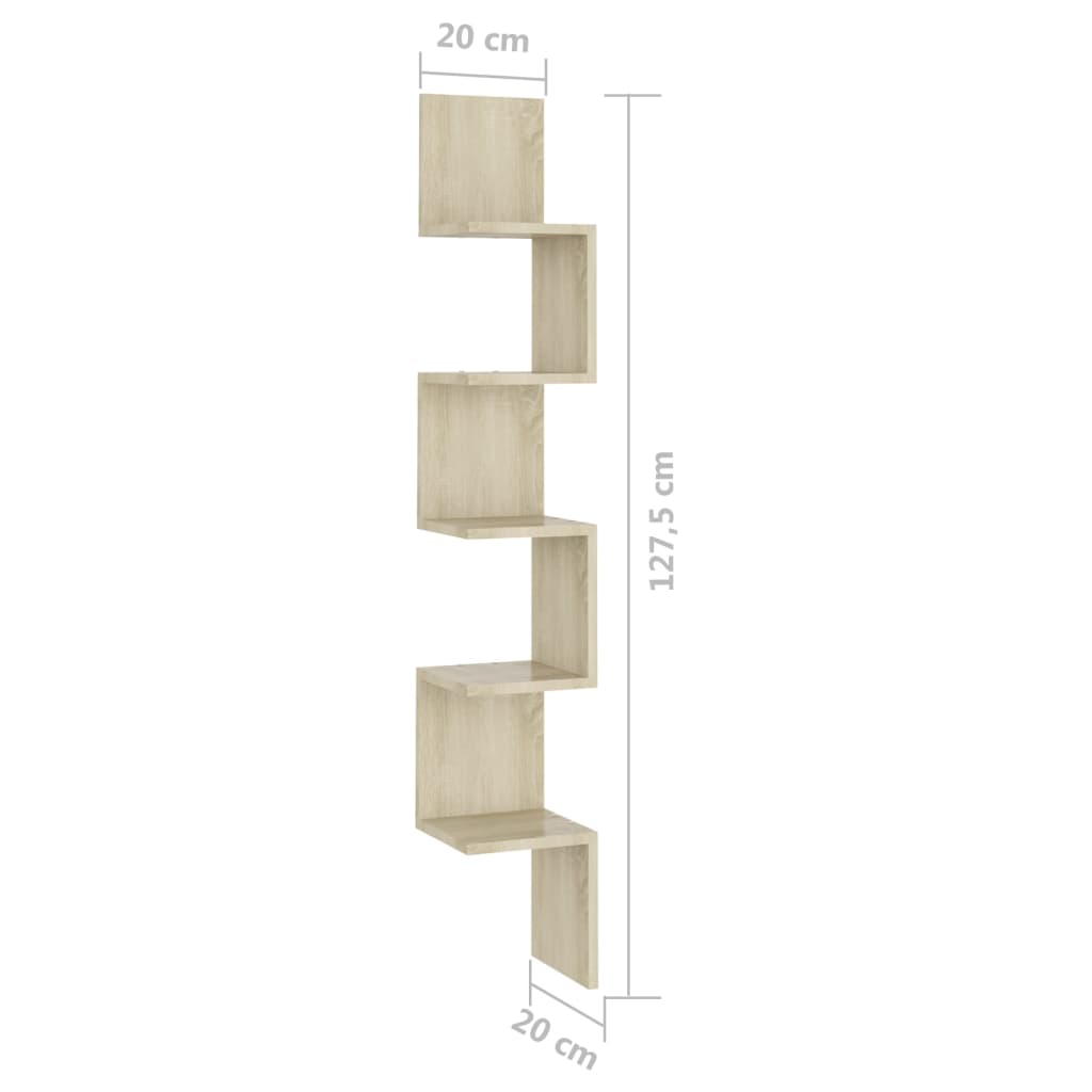  Wand-Eckregal Sonoma-Eiche 20x20x127,5 cm Holzwerkstoff