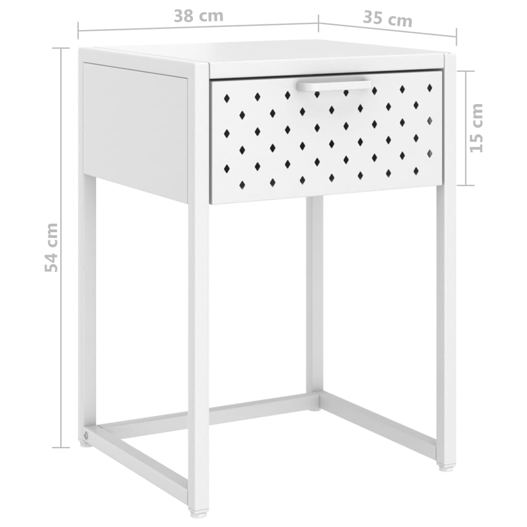  Nachttisch Weiß 38x35x54 cm Stahl