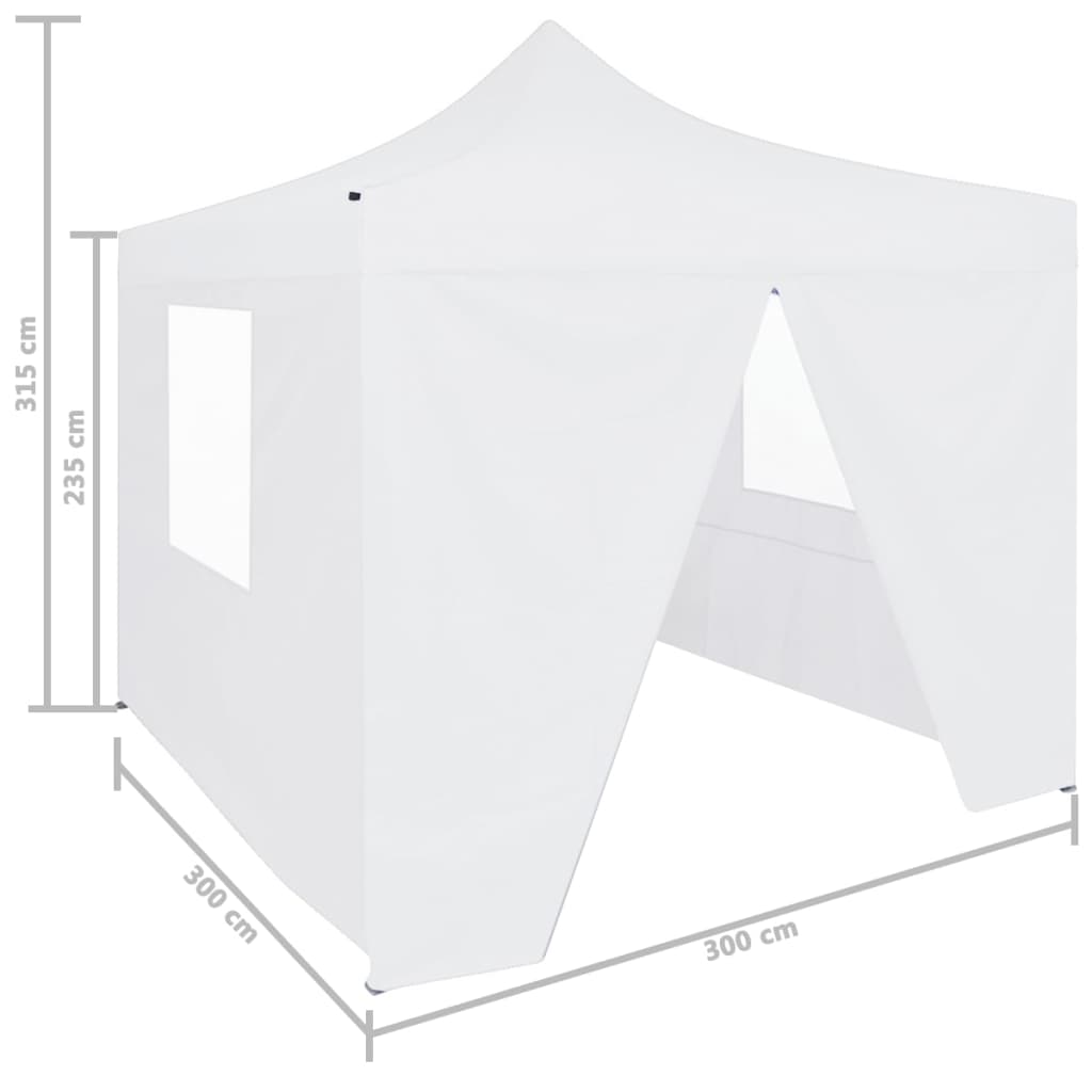  Profi-Partyzelt Faltbar mit 4 Seitenwänden 3×3m Stahl Weiß