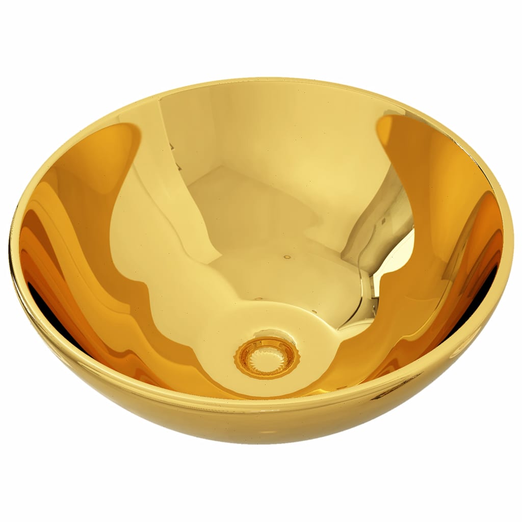  Waschbecken 32,5 x 14 cm Keramik Golden
