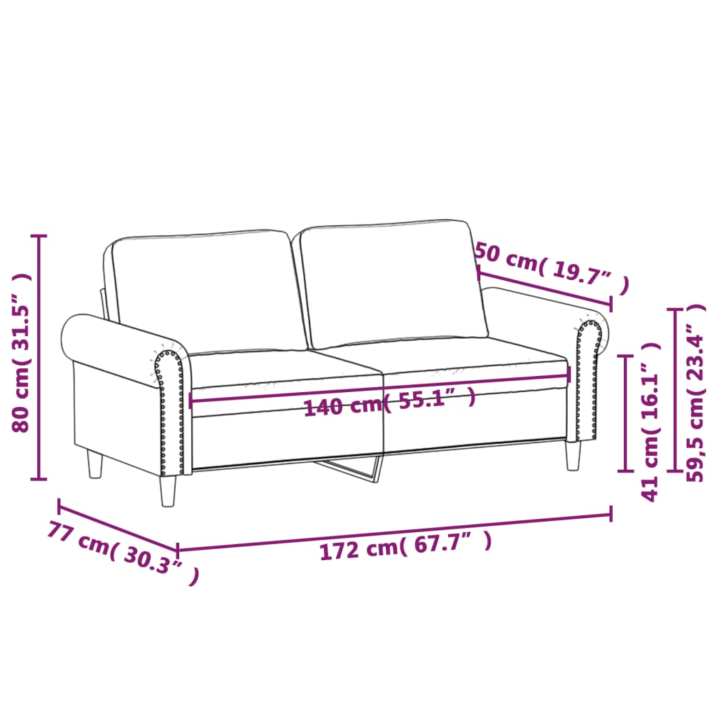  2-Sitzer-Sofa Gelb 140 cm Samt