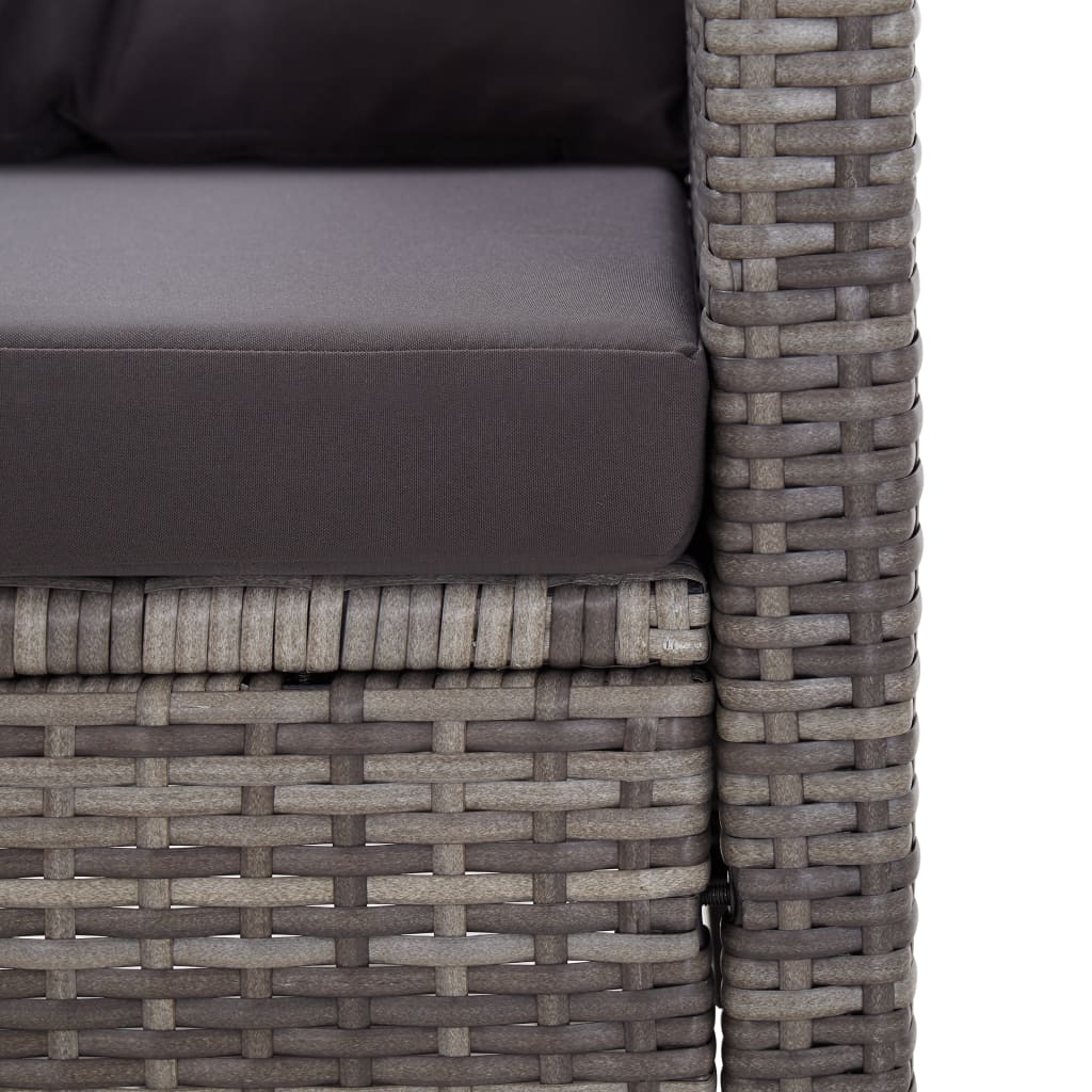  2-Sitzer-Gartensofa mit Kissen Grau 124 cm Poly Rattan