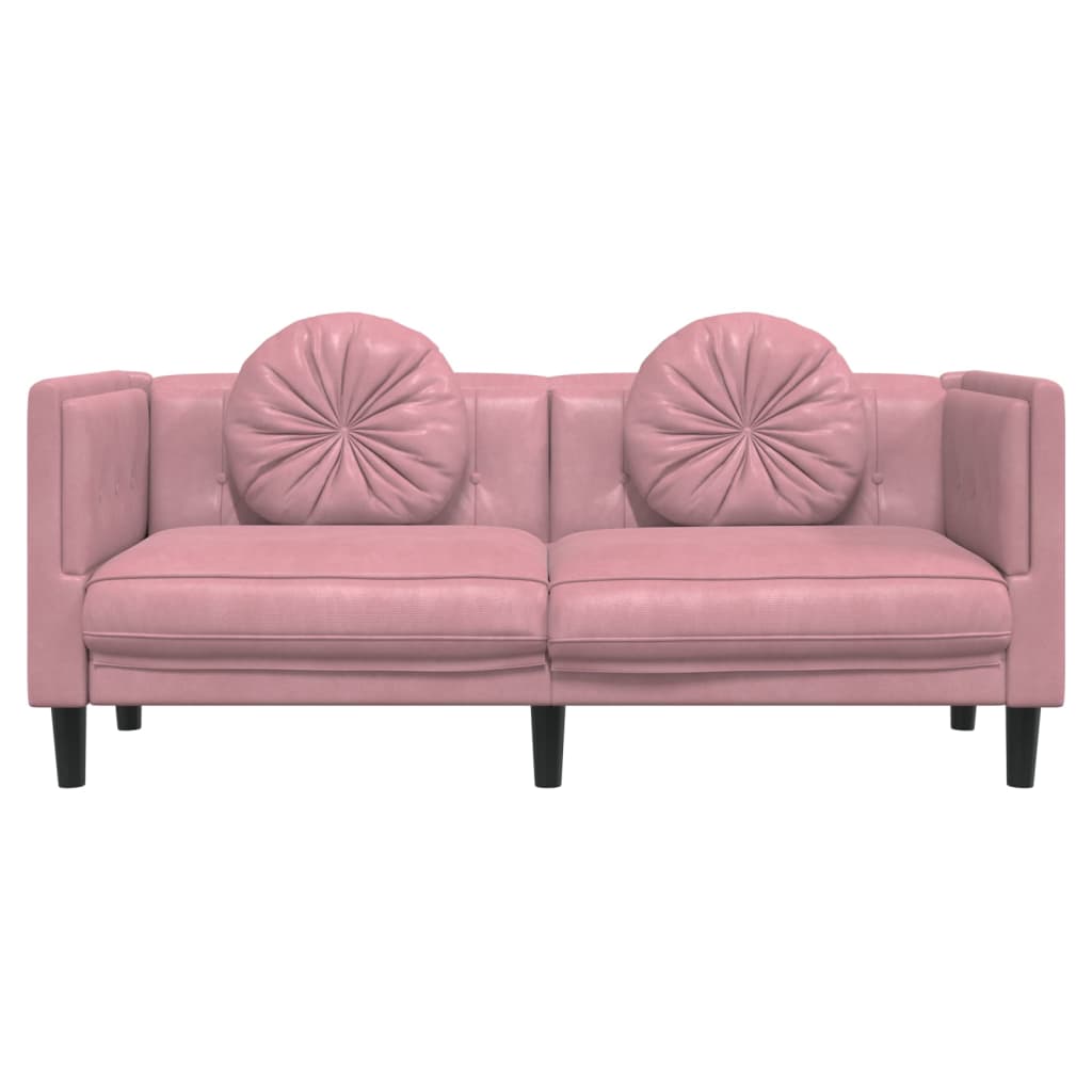  Sofa mit Kissen 2-Sitzer Rosa Samt