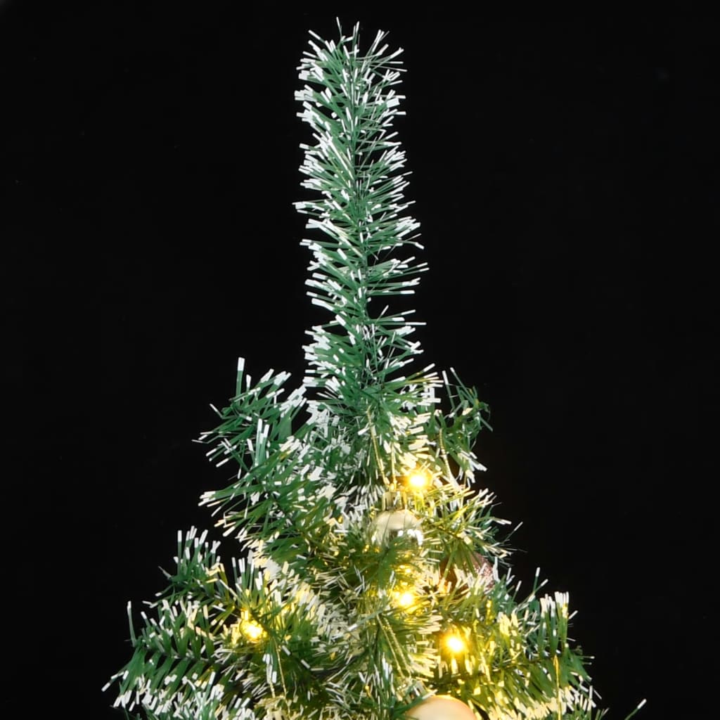  Künstlicher Weihnachtsbaum 300 LEDs & Kugeln Beschneit 180 cm