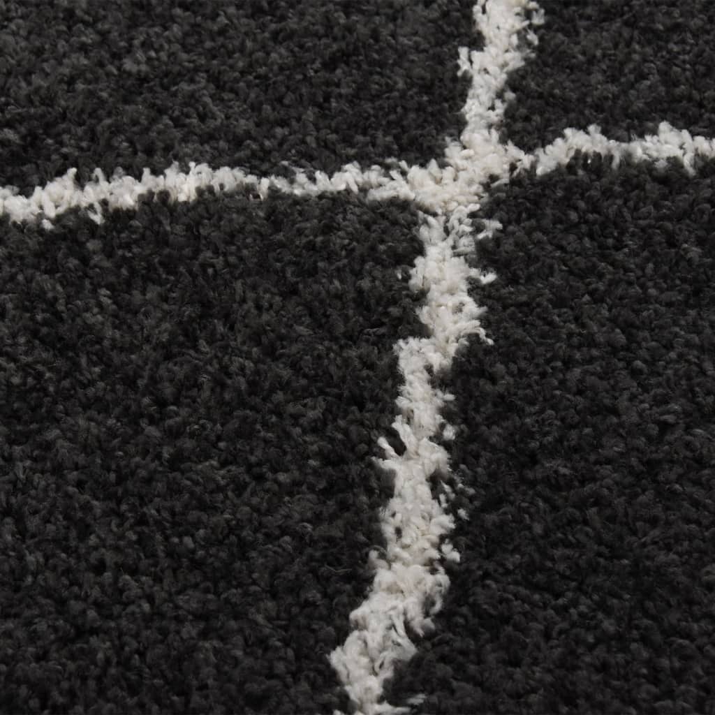  Teppich Shaggy Hochflor Creme und Anthrazit 160x230 cm