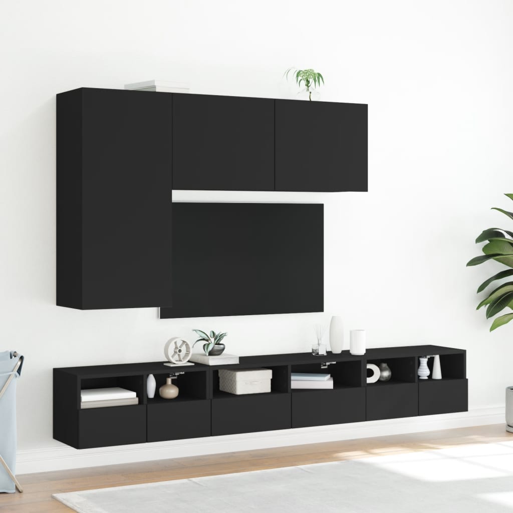  TV-Wandschrank Schwarz 60x30x30 cm Holzwerkstoff