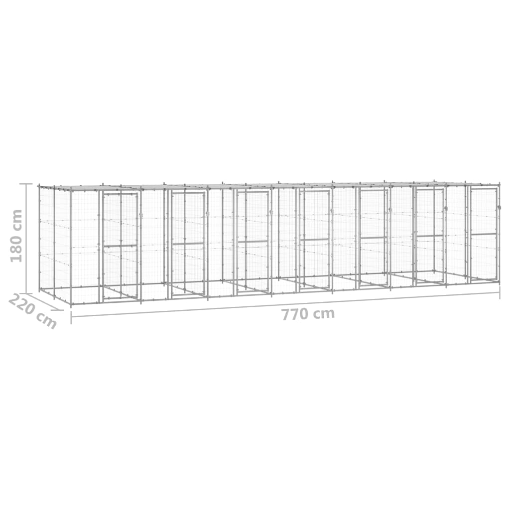  Outdoor-Hundezwinger mit Überdachung Verzinkter Stahl 16,94 m²