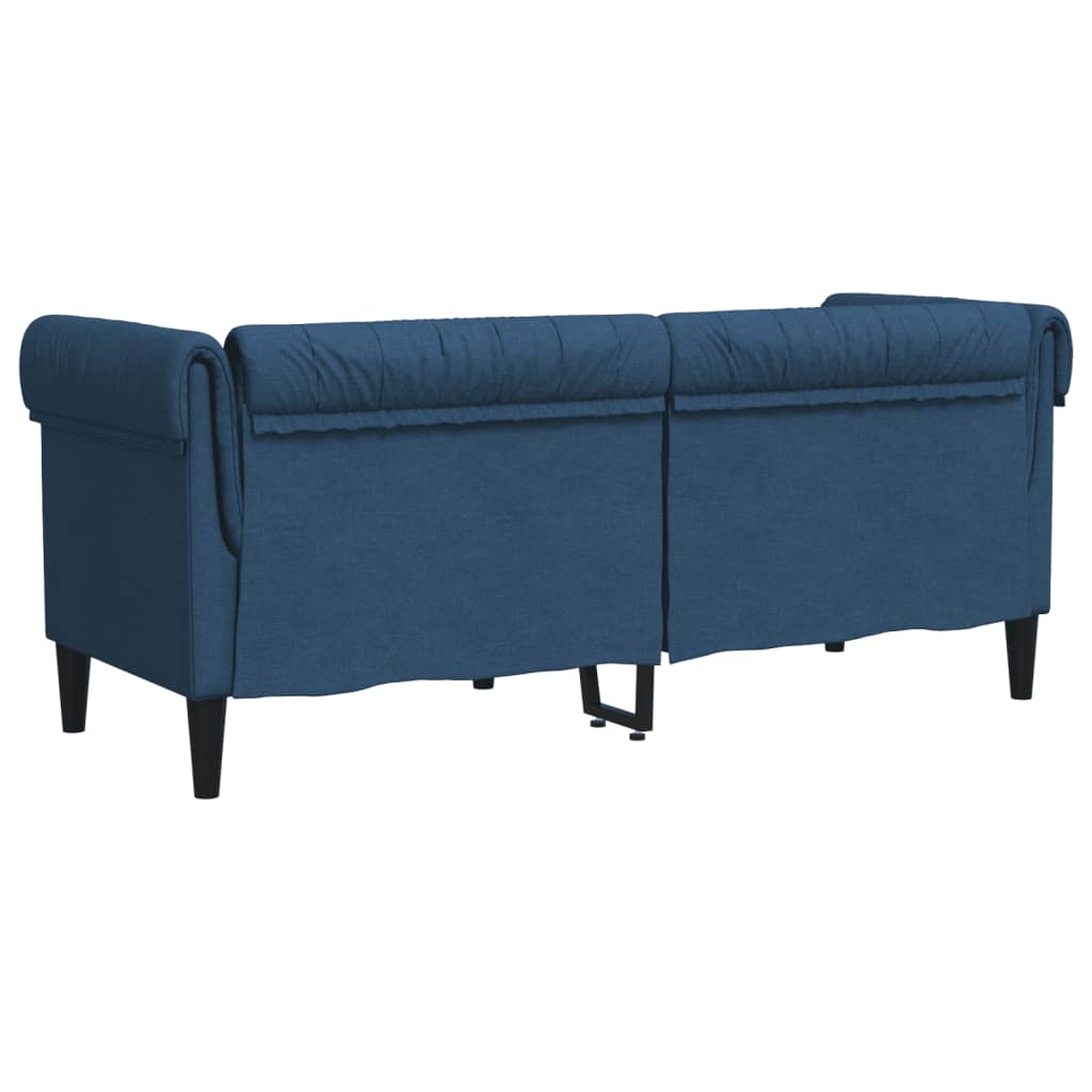  Chesterfield-Sofa 2-Sitzer Blau Stoff