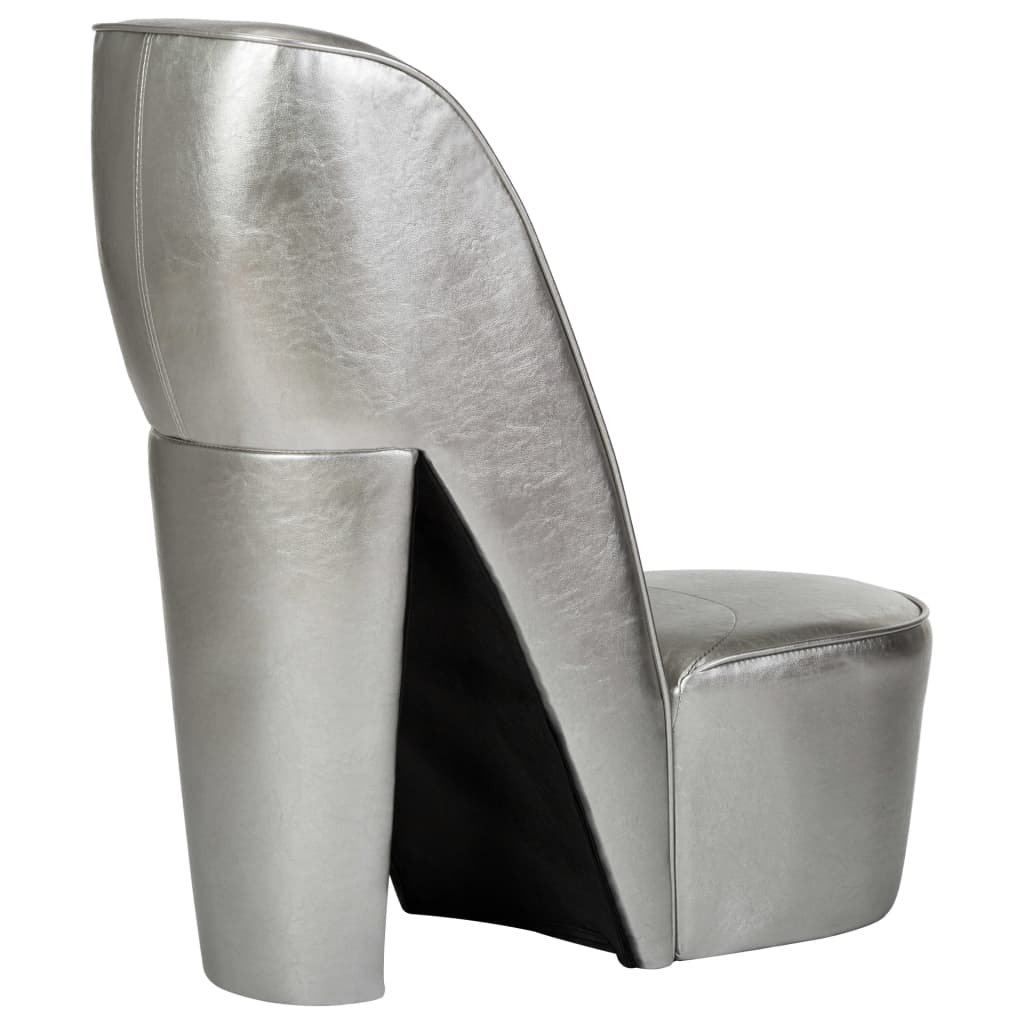  Stuhl in Stöckelschuh-Form Silbern Kunstleder
