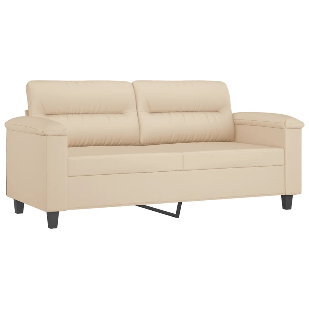  2-Sitzer-Sofa mit Kissen Creme 140 cm Mikrofasergewebe