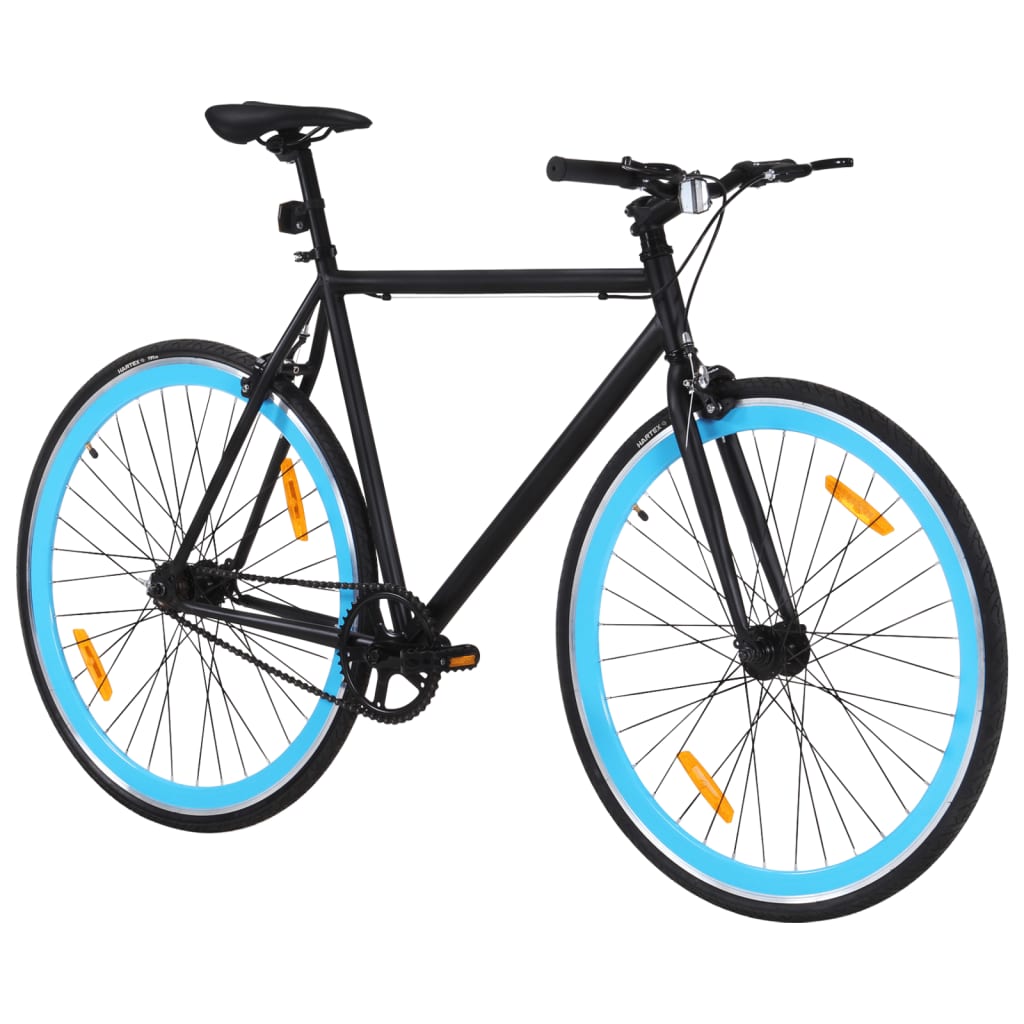  Fahrrad mit Festem Gang Schwarz und Blau 700c 59 cm