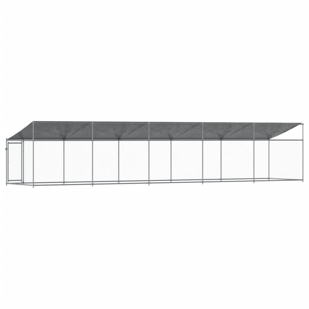  Hundezwinger mit Dach und Tür Grau 10x2x2 m Verzinkter Stahl