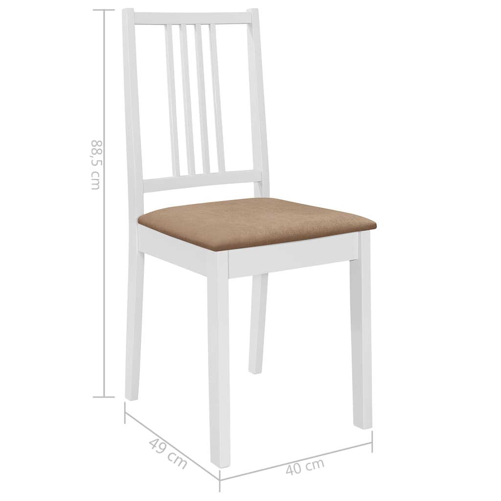  Esszimmerstühle mit Polstern 6 Stk. Weiß Massivholz