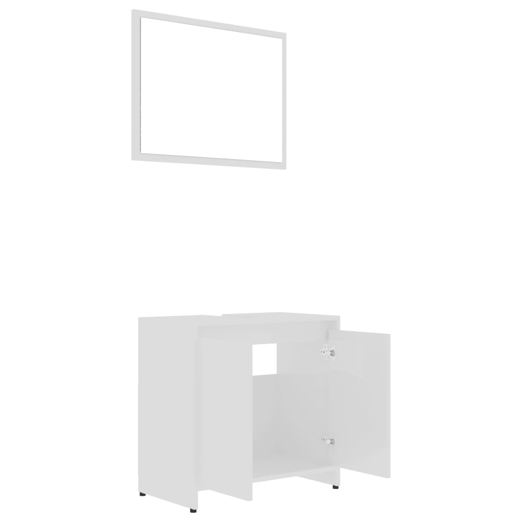  3-tlg. Badmöbel-Set Hochglanz-Weiß Holzwerkstoff