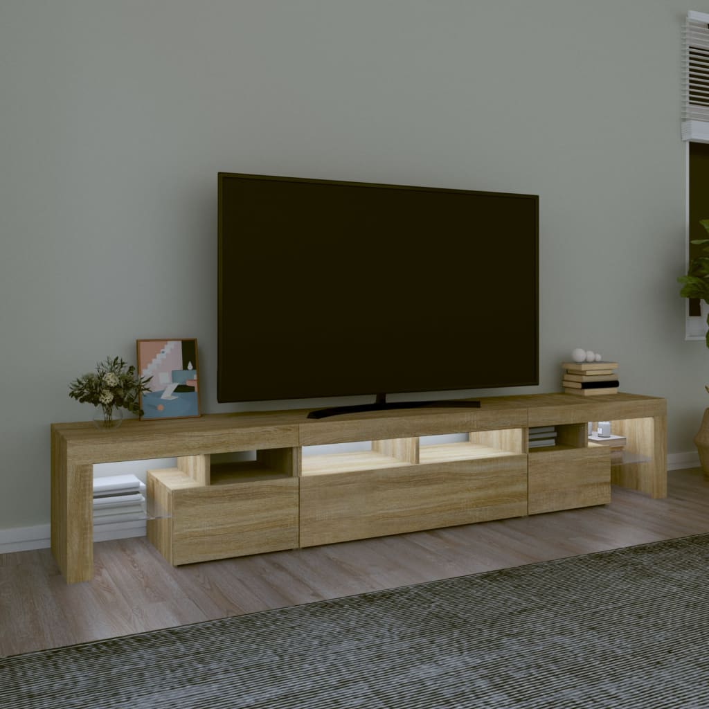  TV-Schrank mit LED-Leuchten Sonoma-Eiche 230x36,5x40 cm