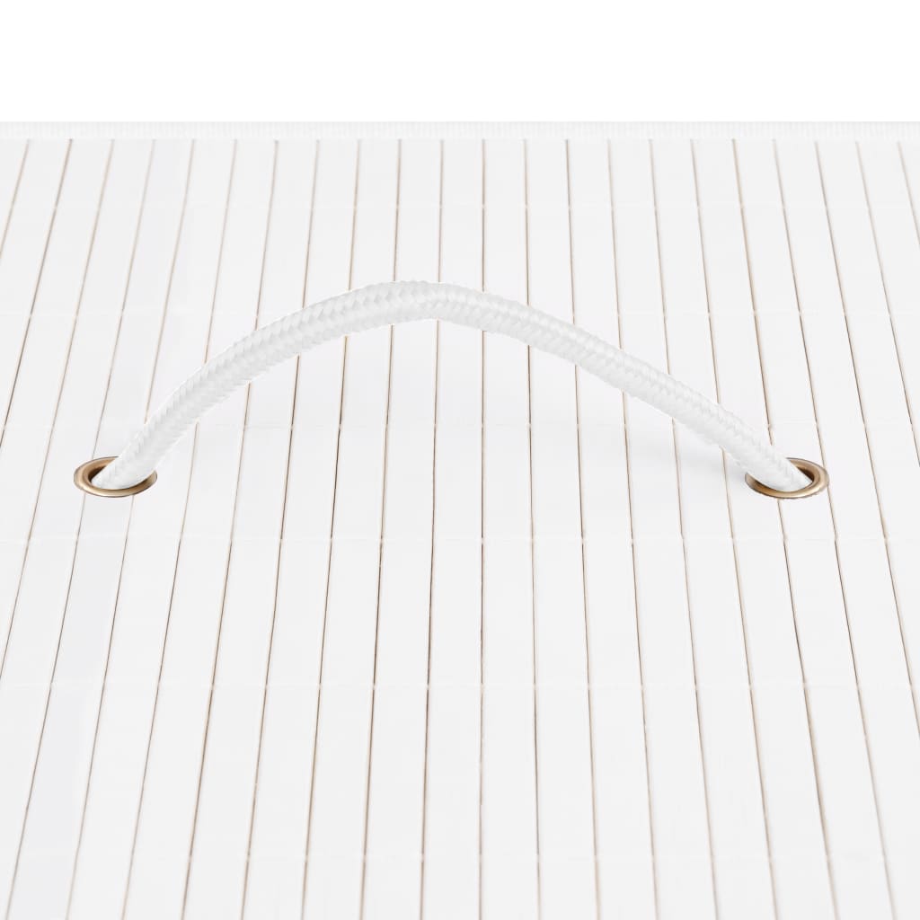  Bambus-Wäschekorb mit 2 Fächern Weiß 72 L