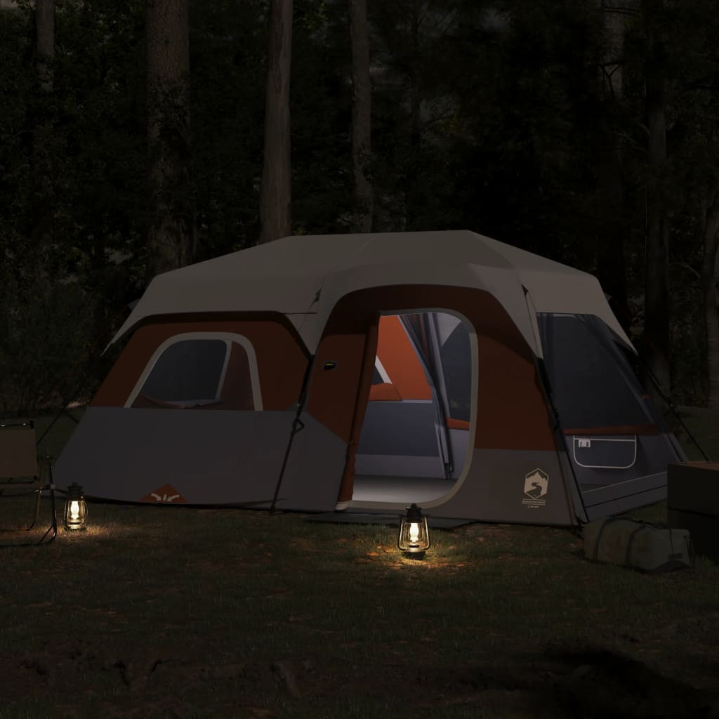  Campingzelt mit LED 9 Personen Grau und Orange