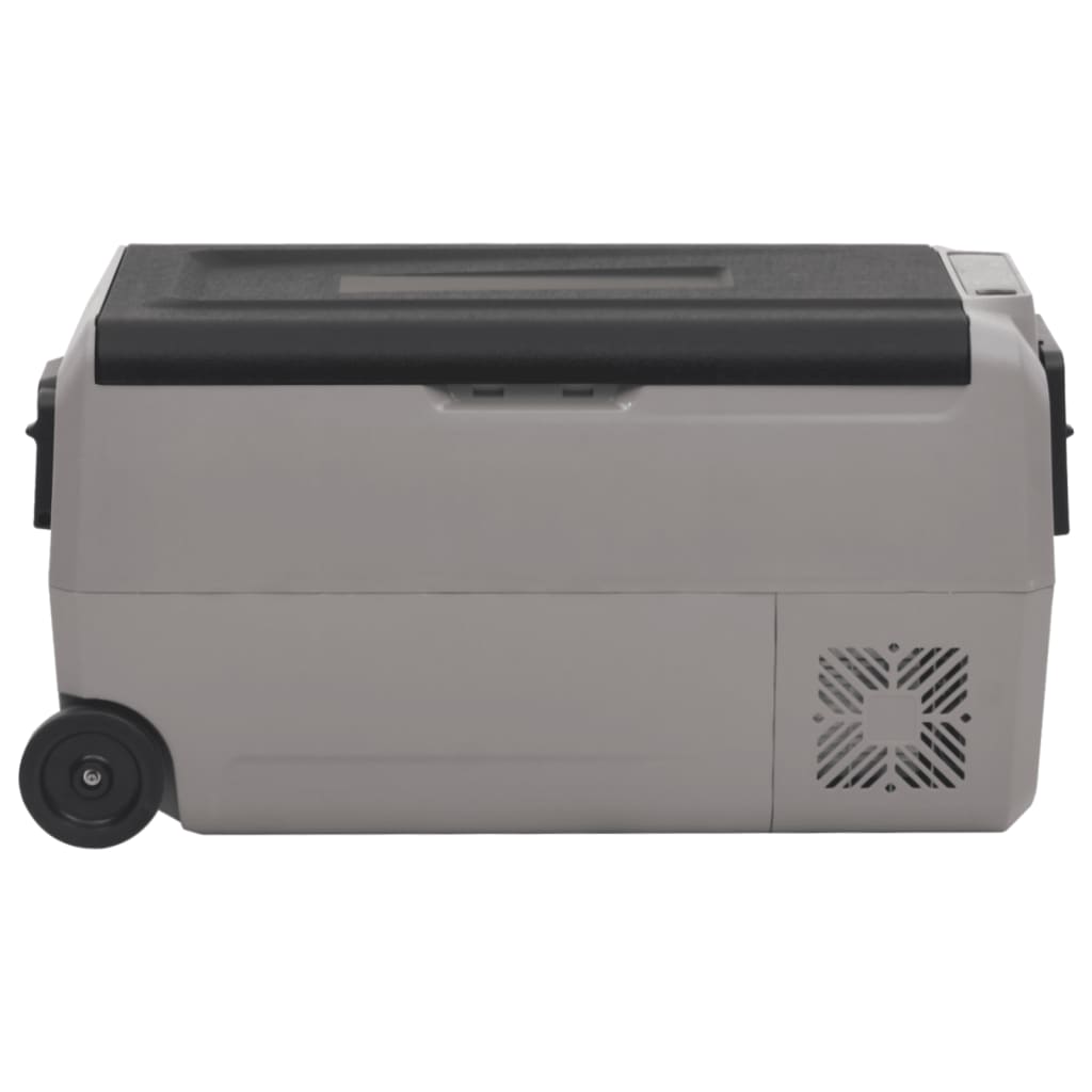  Kühlbox mit Rollen und Adapter Schwarz & Grau 60 L PP & PE