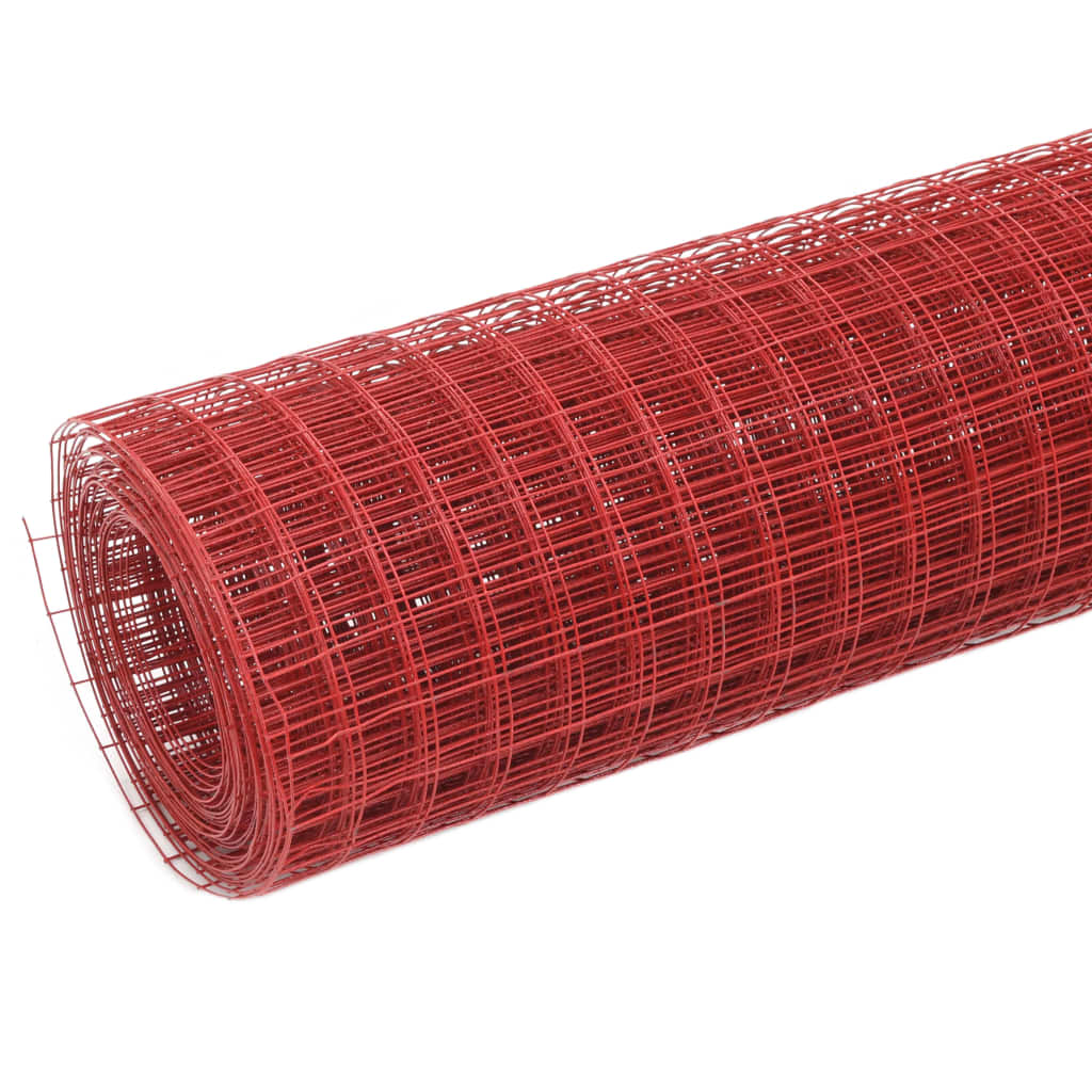 Drahtzaun Stahl mit PVC-Beschichtung 25x0,5 m Rot