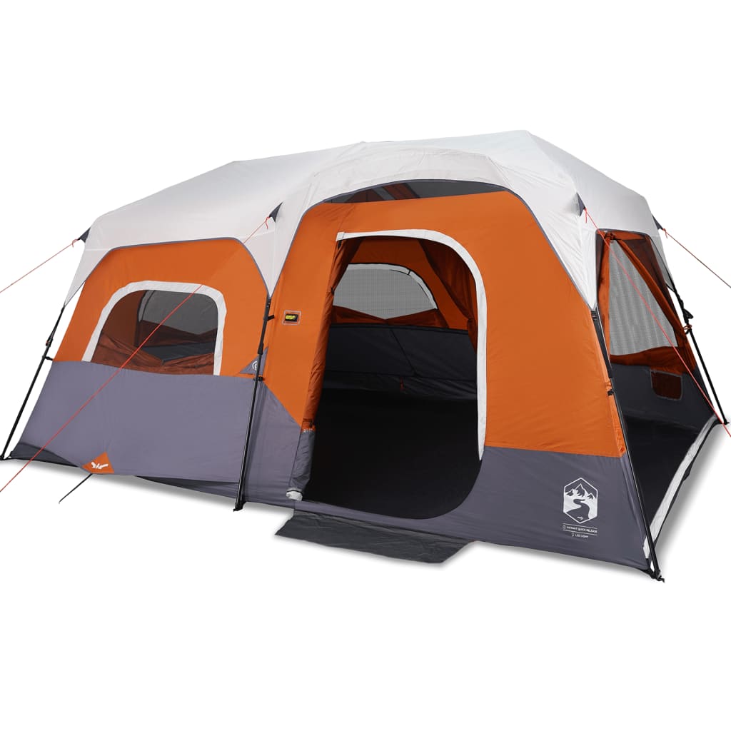  Campingzelt mit LED 9 Personen Grau und Orange