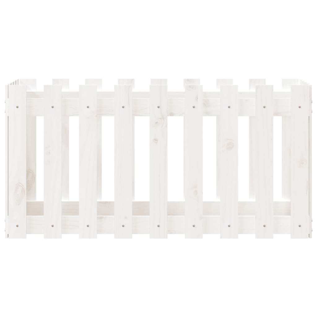  Hochbeet Lattenzaun-Design Weiß 100x50x50 cm Massivholz Kiefer