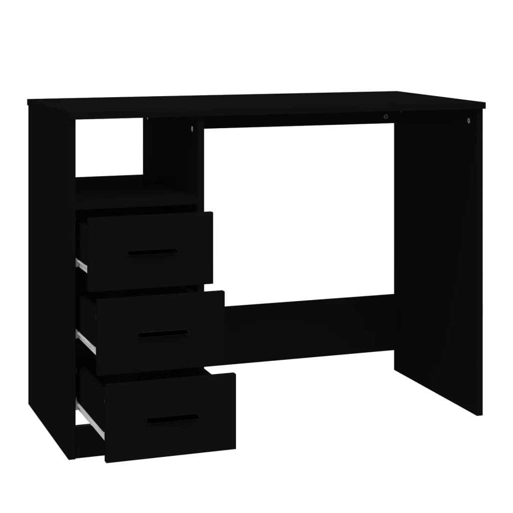  Schreibtisch mit Schubladen Schwarz 102x50x76 cm Holzwerkstoff