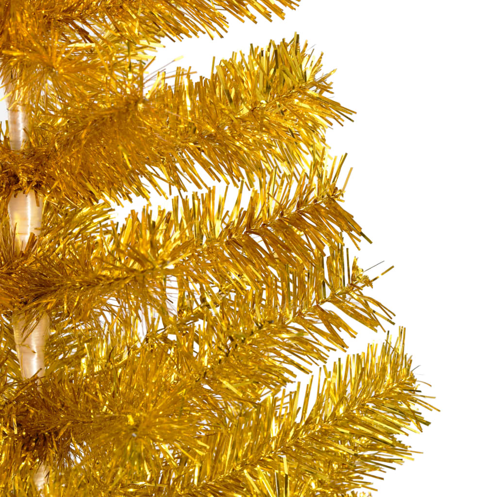  Künstlicher Weihnachtsbaum Beleuchtung & Kugeln Gold 150 cm PET