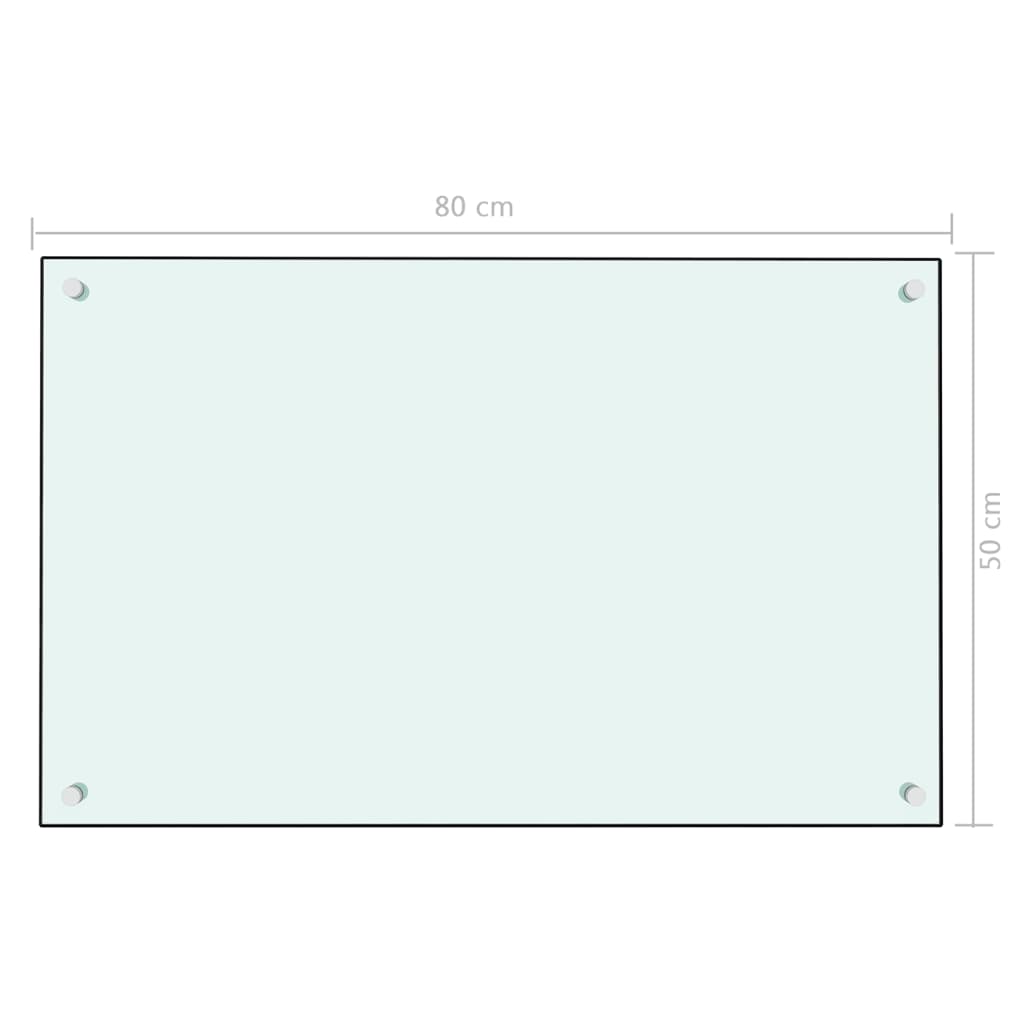   Küchenrückwand Weiß 80x50 cm Hartglas
