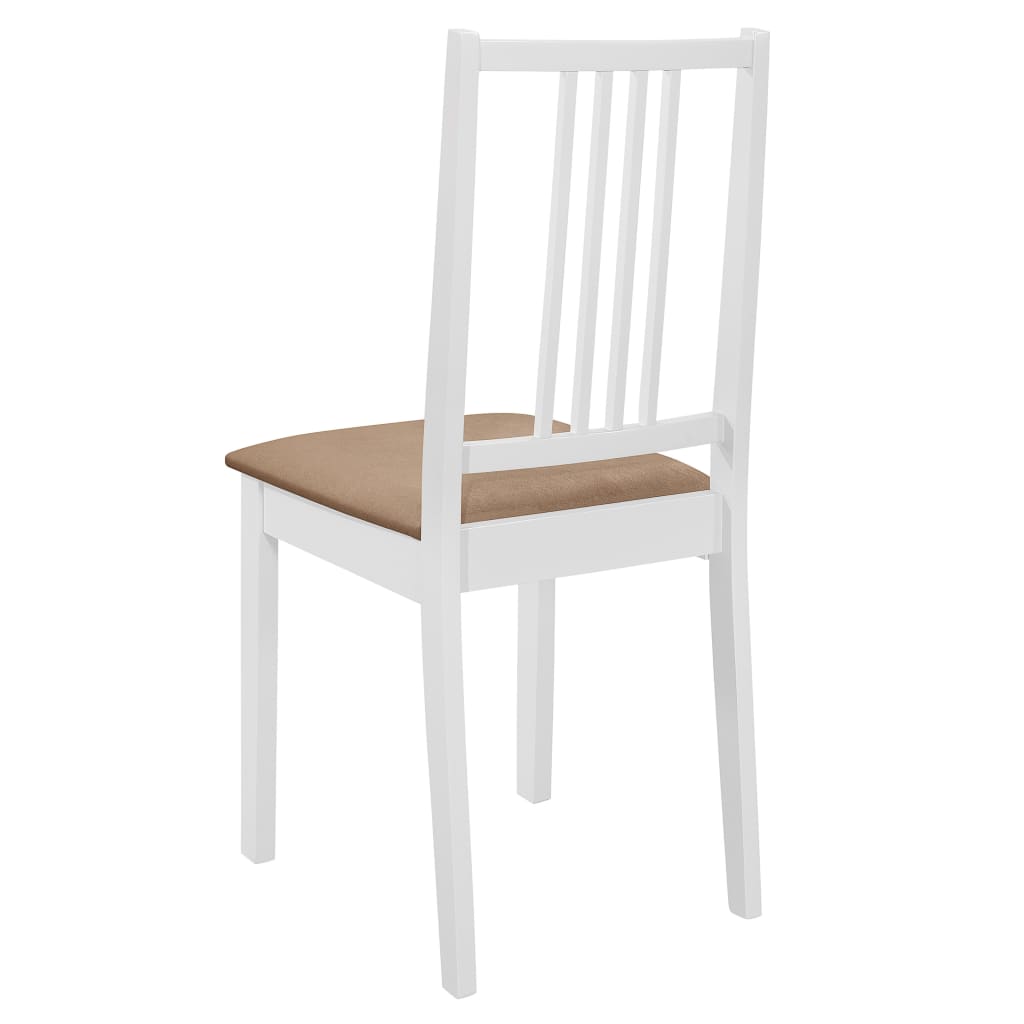  Esszimmerstühle mit Polstern 6 Stk. Weiß Massivholz