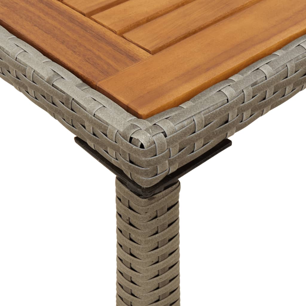  Gartentisch mit Akazienholz-Platte Grau 115x54x74cm Poly Rattan
