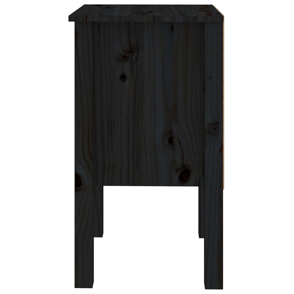  Nachttisch Schwarz 40x35x61,5 cm Massivholz Kiefer