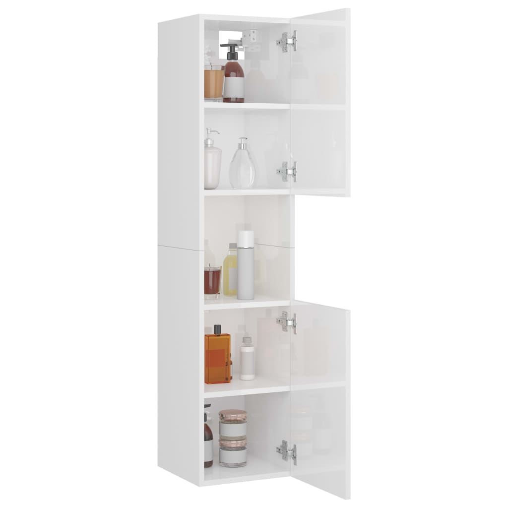  Badezimmerschrank Hochglanz-Weiß 30x30x130 cm Holzwerkstoff