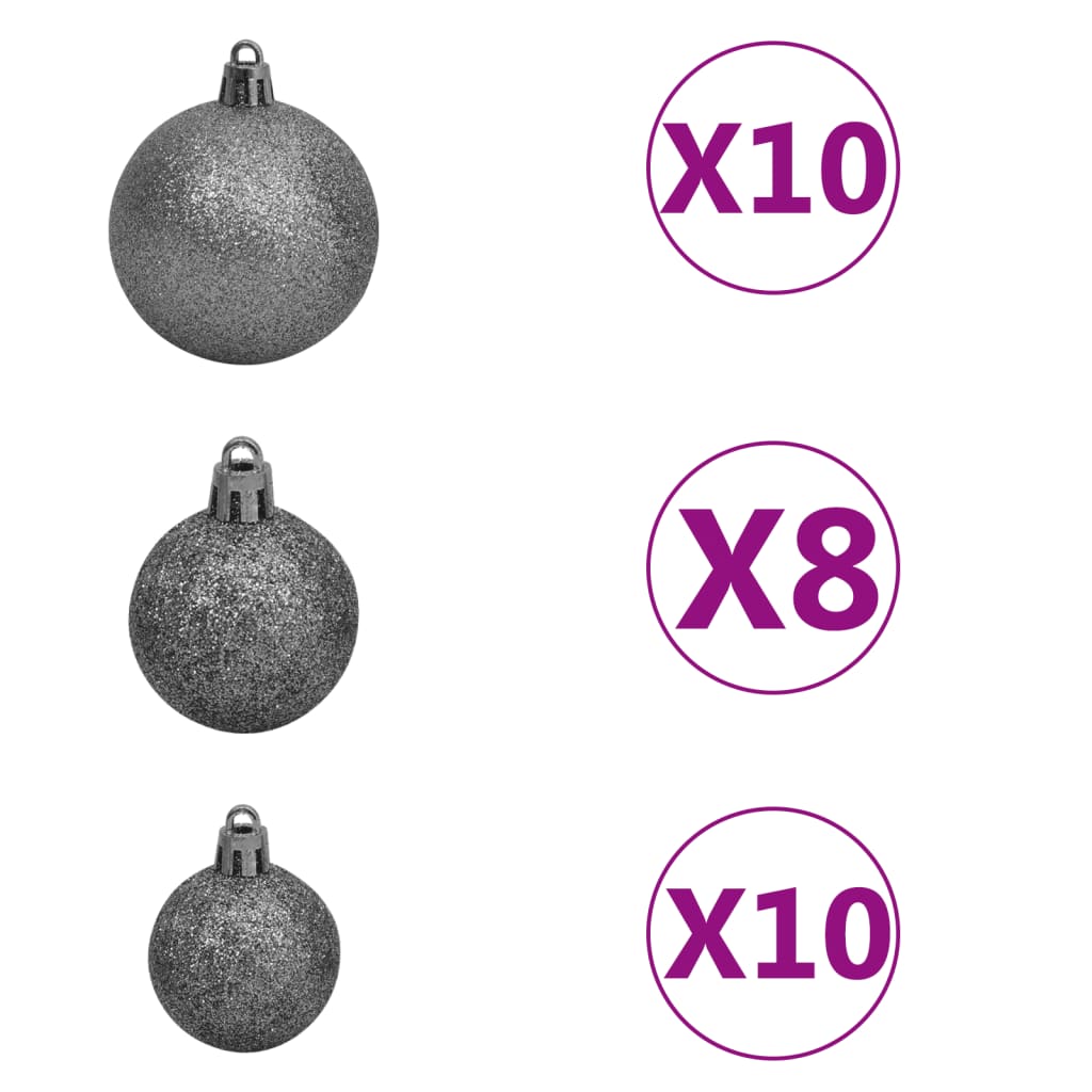  Künstlicher Weihnachtsbaum 300 LEDs & Kugeln Beschneit 240 cm