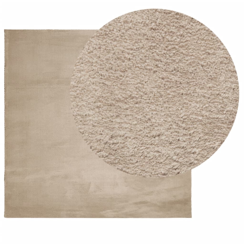  Teppich HUARTE Kurzflor Weich und Waschbar Sandfarben 160x160cm