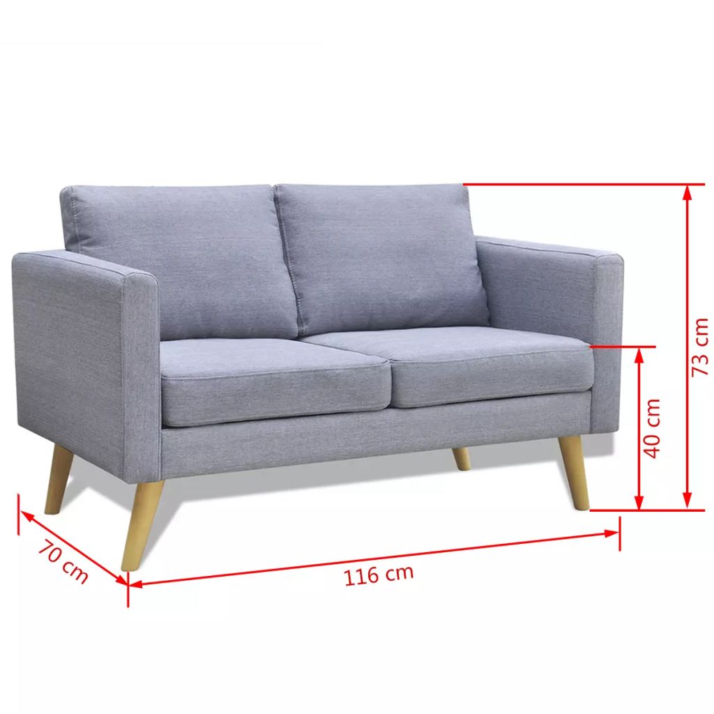  Sofa Set 2-Sitzer und 3-Sitzer Stoff Hellgrau 