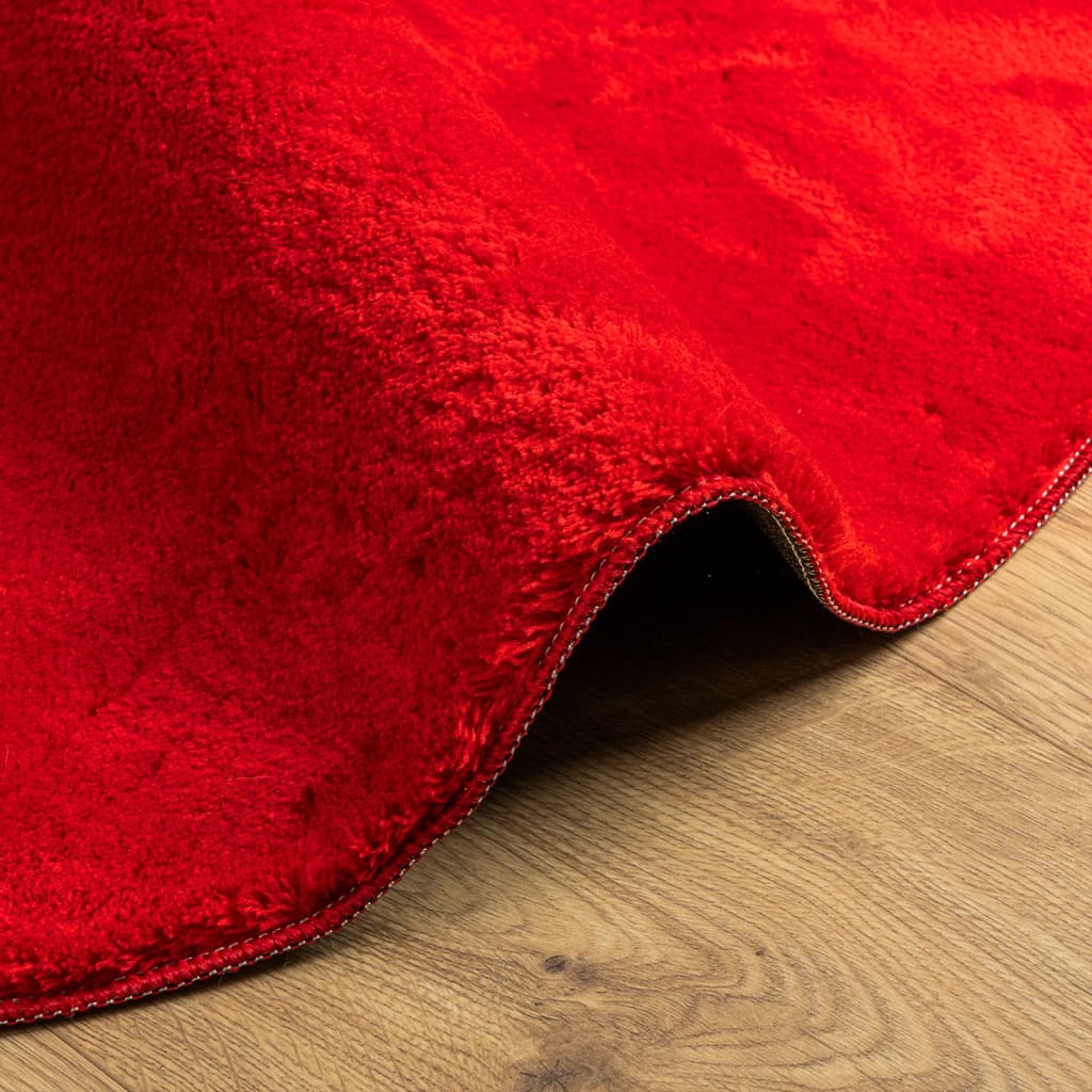  Teppich HUARTE Kurzflor Weich und Waschbar Rot Ø 200 cm
