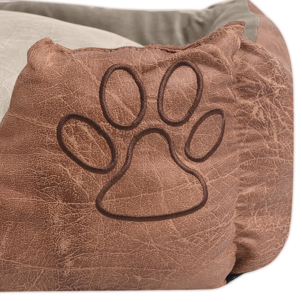  Hundebett mit Kissen PU Kunstleder Größe XL Beige