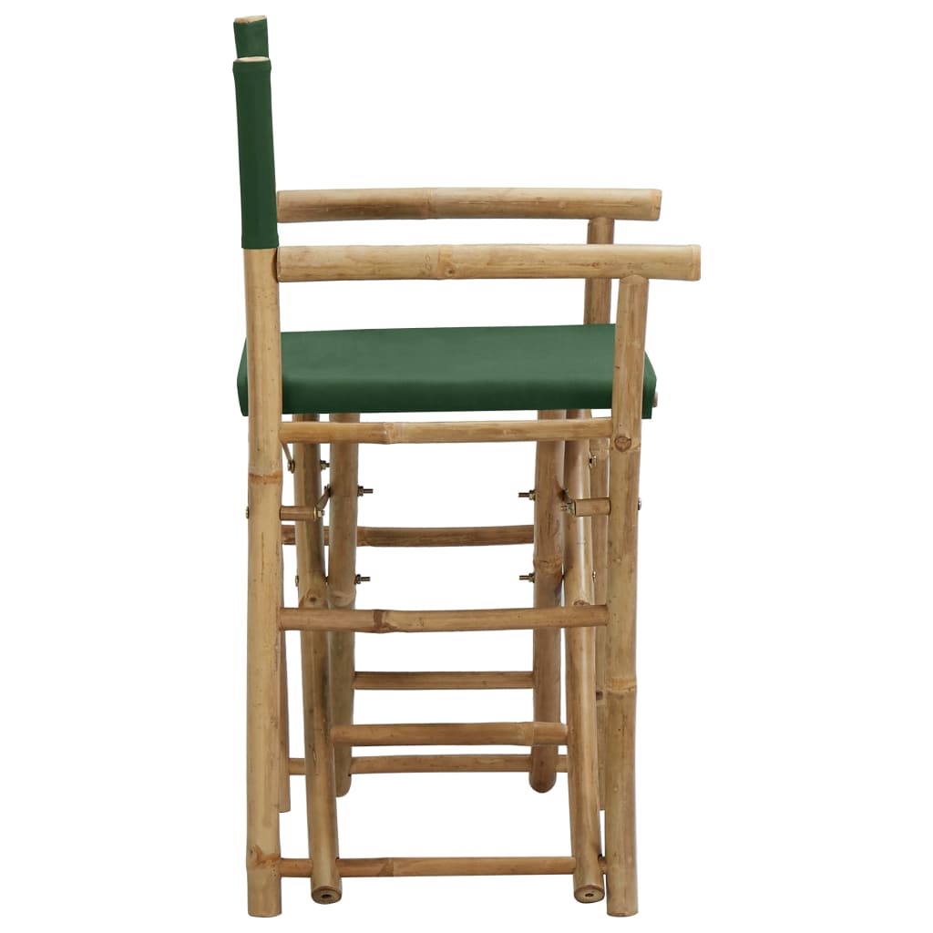  Klappbare Regiestühle 2 Stk. Grün Bambus und Stoff