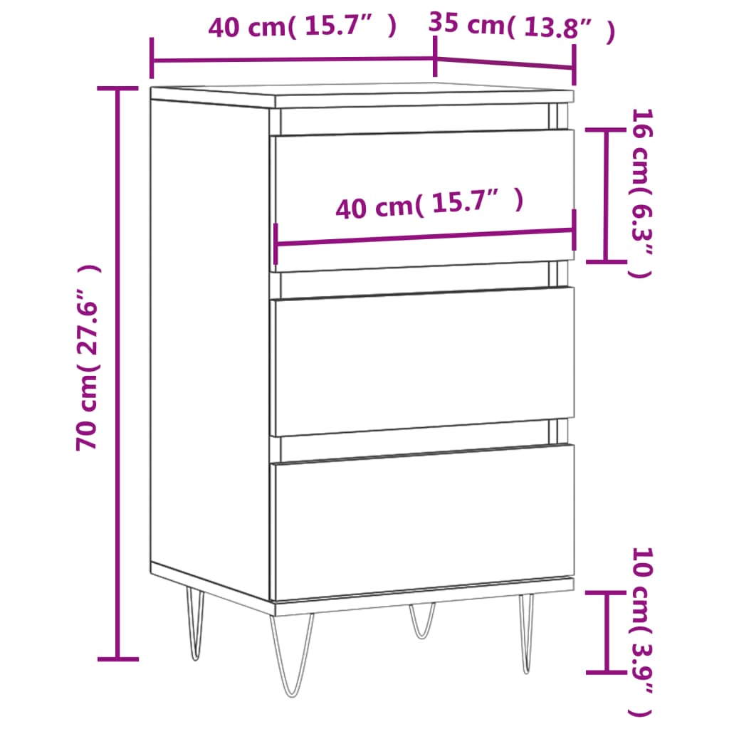  Sideboard Braun Eichen-Optik 40x35x70 cm Holzwerkstoff