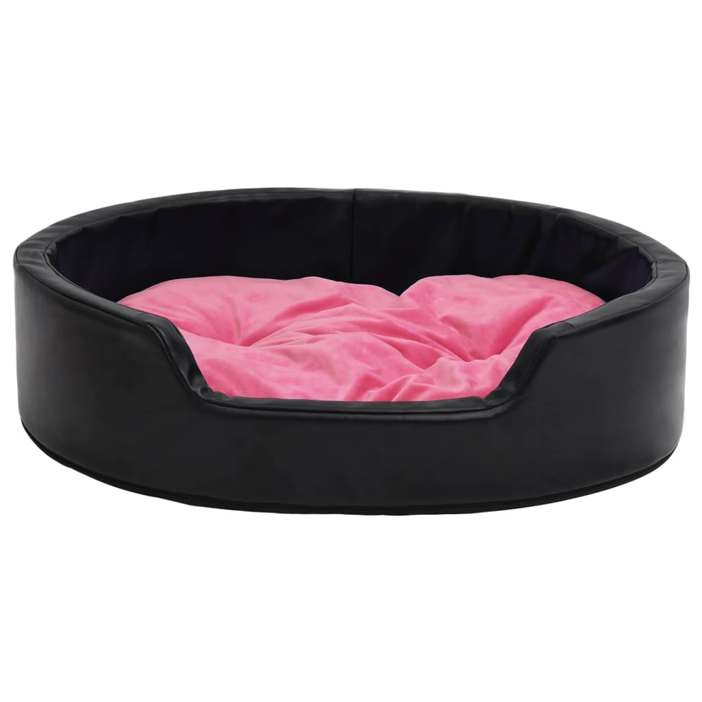  Hundebett Schwarz-Pink 99x89x21 cm Plüsch und Kunstleder
