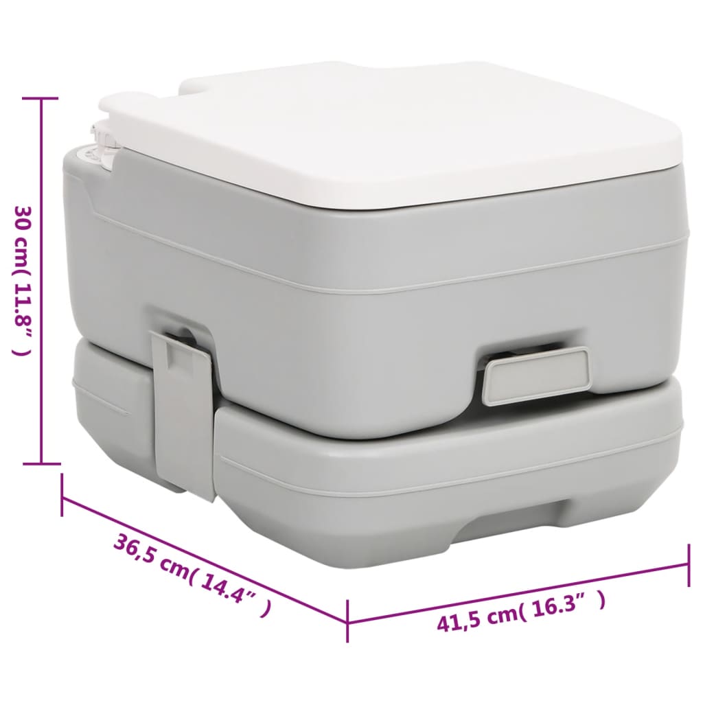  Camping-Toilette Tragbar Grau und Weiß 10+10 L HDPE