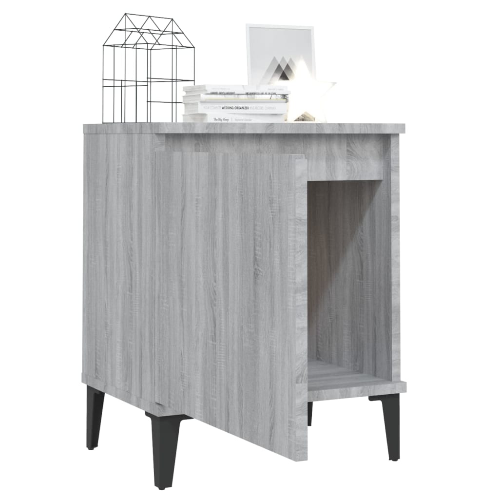  Nachttisch mit Metallbeinen Grau Sonoma-Eiche 40x30x50 cm