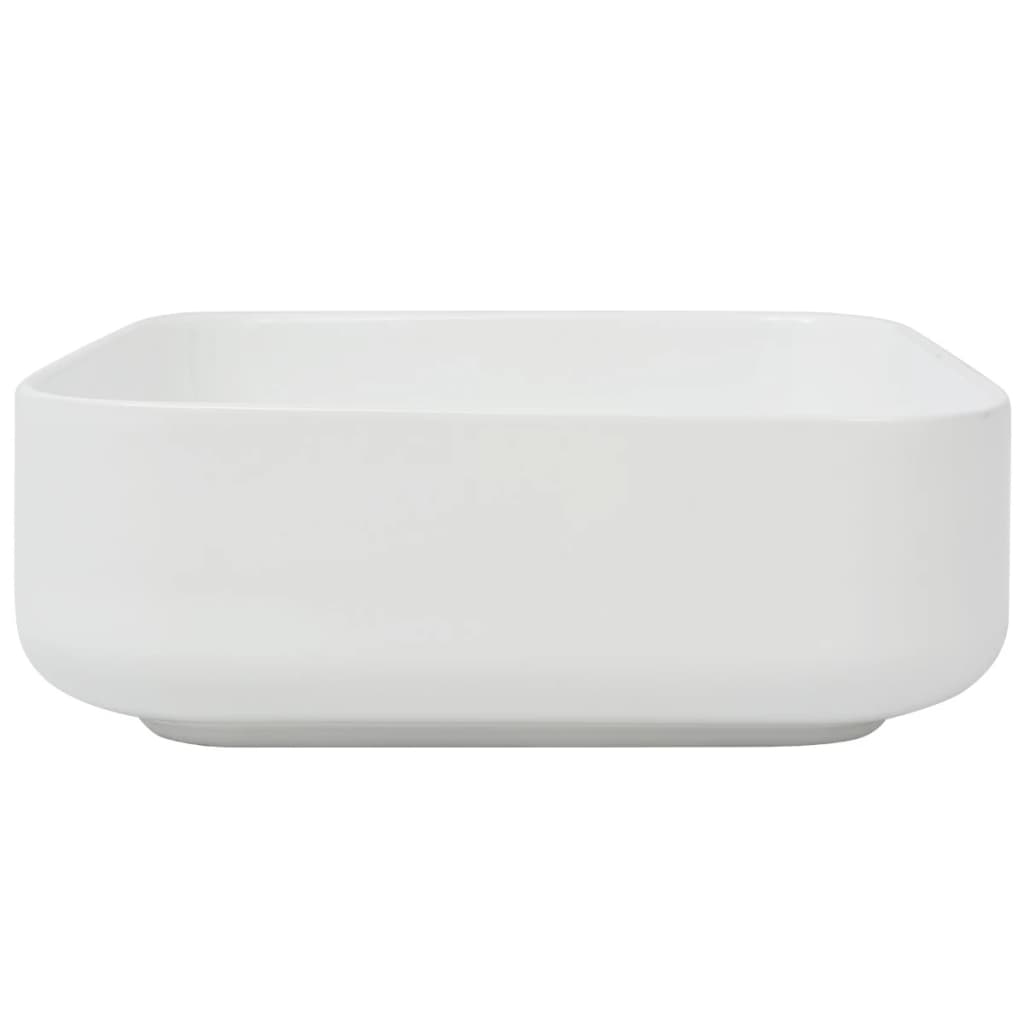  Waschbecken Quadratisch Keramik Weiß 39x39x13,5 cm