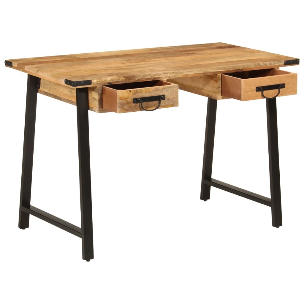  Schreibtisch mit Schubladen 105x55x70 cm Massivholz Mango Eisen