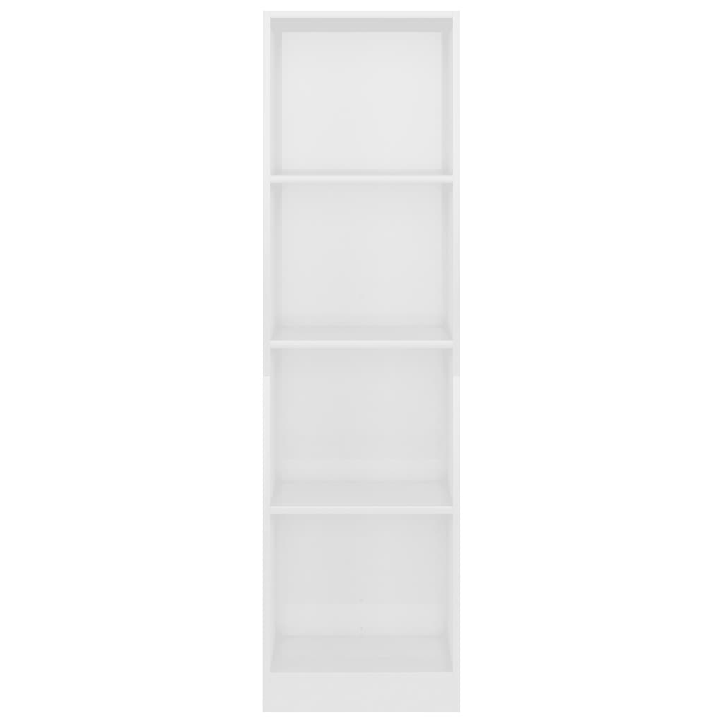  Bücherregal 4 Fächer Hochglanz-Weiß 40x24x142 cm Holzwerkstoff