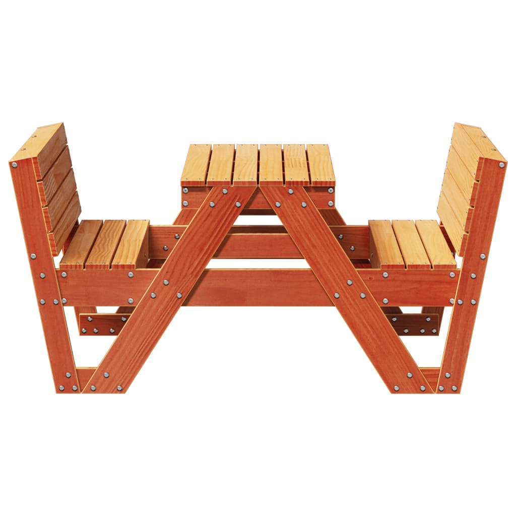  Picknicktisch für Kinder Wachsbraun 88x122x58 cm Massivholz