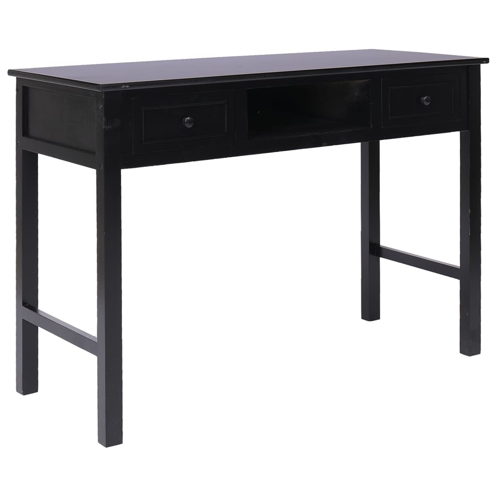 Schreibtisch Schwarz 108x45x76 cm Massivholz Paulownia