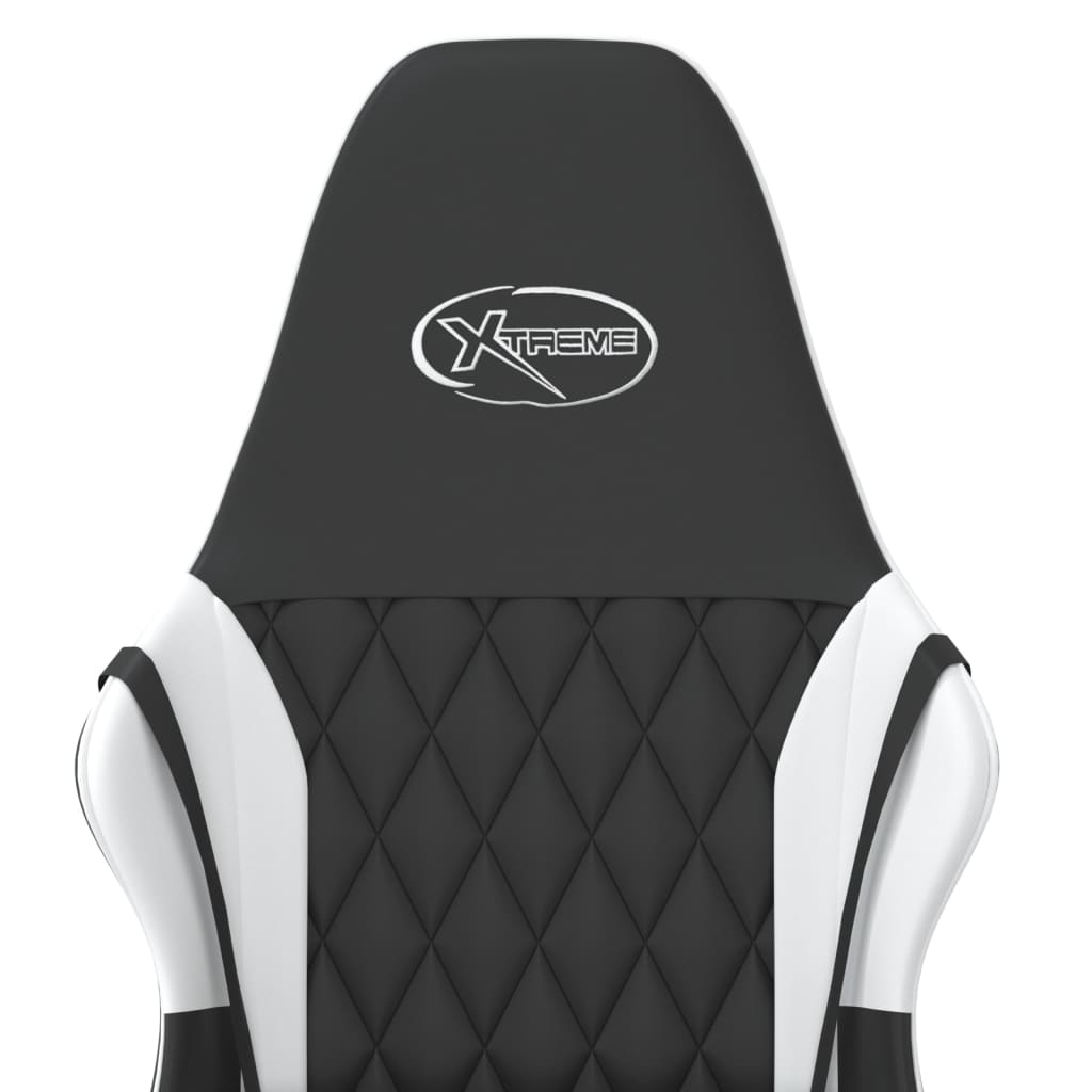 Gaming-Stuhl mit Massagefunktion Schwarz und Weiß Kunstleder