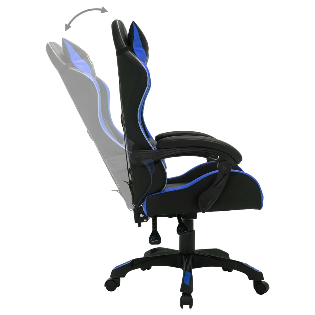  Gaming-Stuhl mit RGB LED-Leuchten Blau und Schwarz Kunstleder 