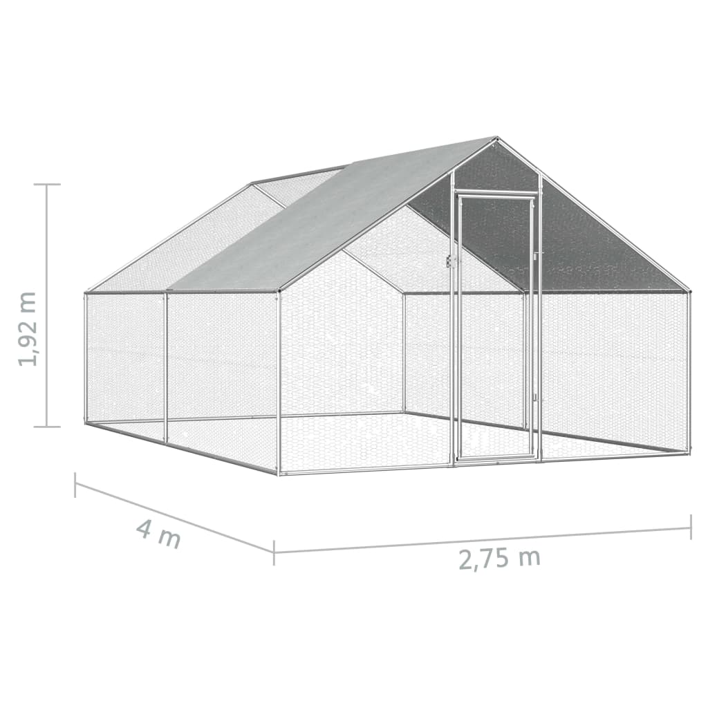  Outdoor-Hühnerkäfig 2,75x4x1,92 m Verzinkter Stahl  